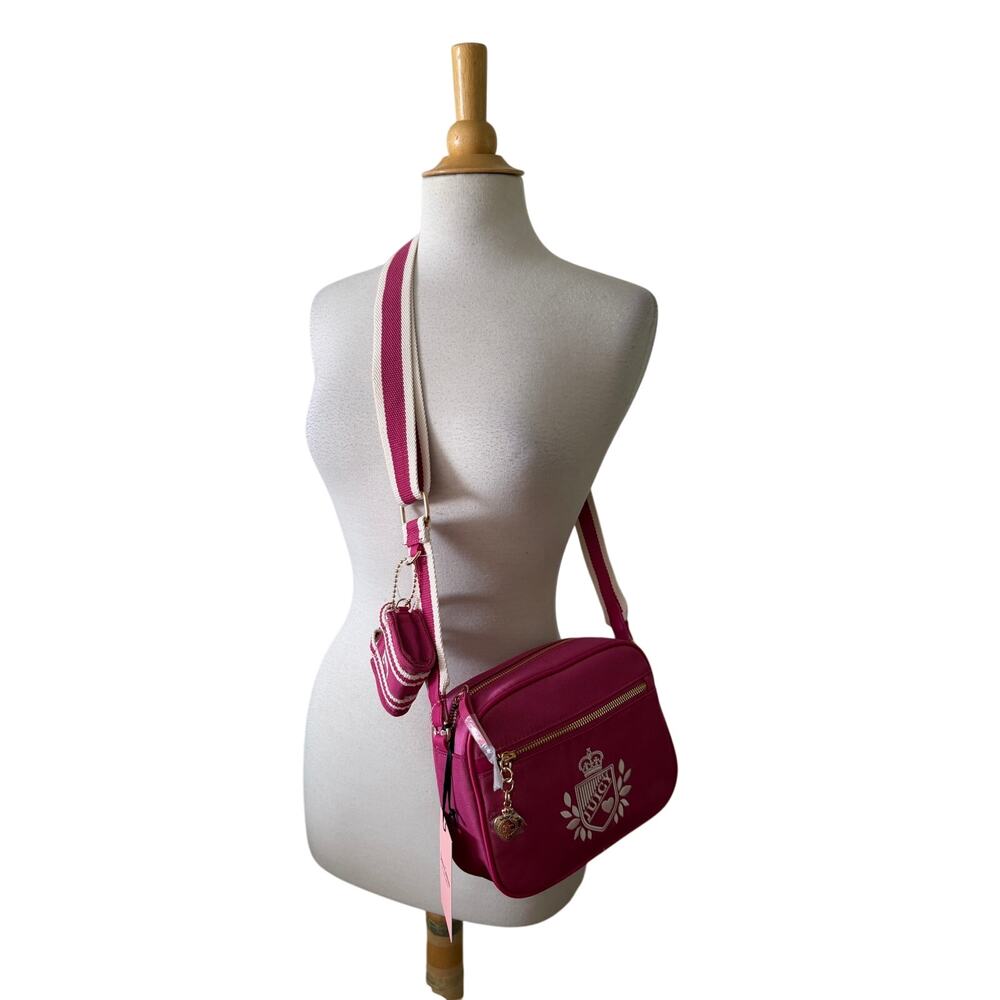 NWT Juicy Couture Raspberry Tart Prep School Crossbody Purse Pink White